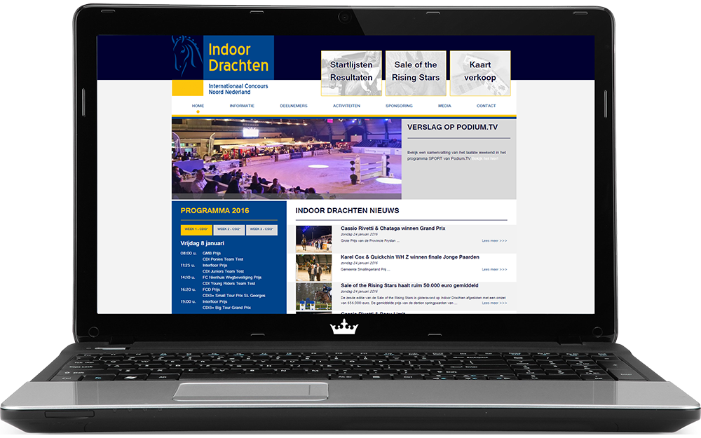 De website van Indoor Drachten in een laptop