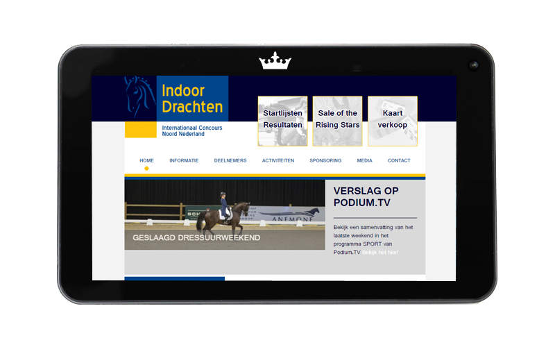 De website van Indoor Drachten in een tablet